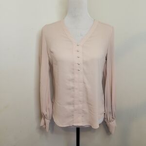 Express Women’s Long Sleeve Blouse Blush Size XS  V-Neck Button Front